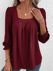 Jacquard blouse met vierkante hals - Nicole