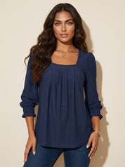 Jacquard blouse met vierkante hals - Nicole