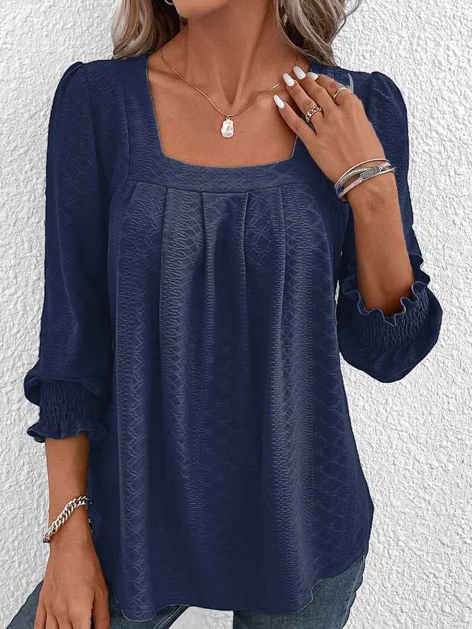 Jacquard blouse met vierkante hals - Nicole