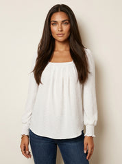 Jacquard blouse met vierkante hals - Nicole