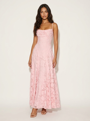 Jacquard maxi jurk met fijne bandjes - Vivienne