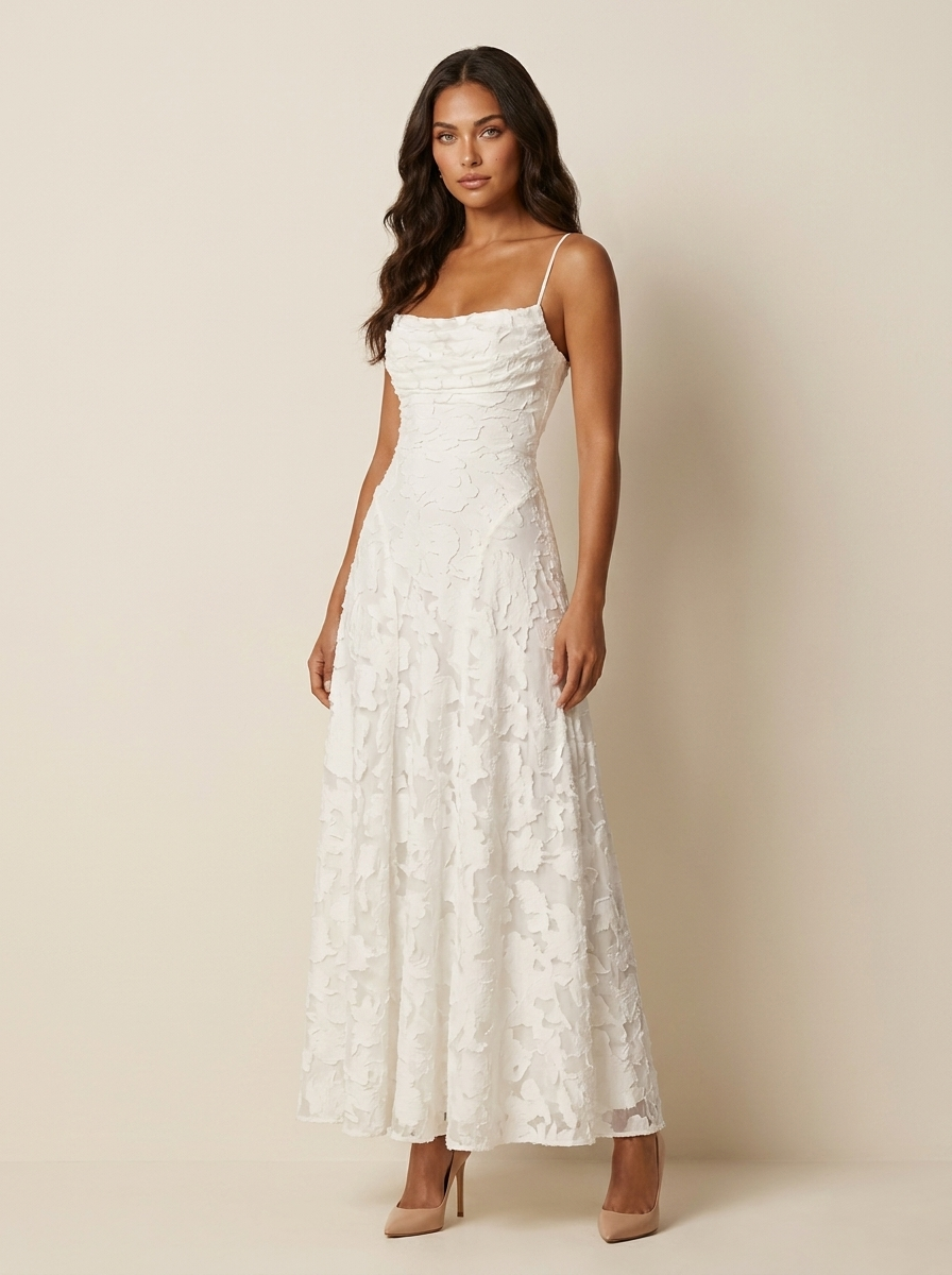 Jacquard maxi jurk met fijne bandjes - Vivienne