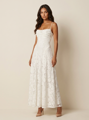 Jacquard maxi jurk met fijne bandjes - Vivienne