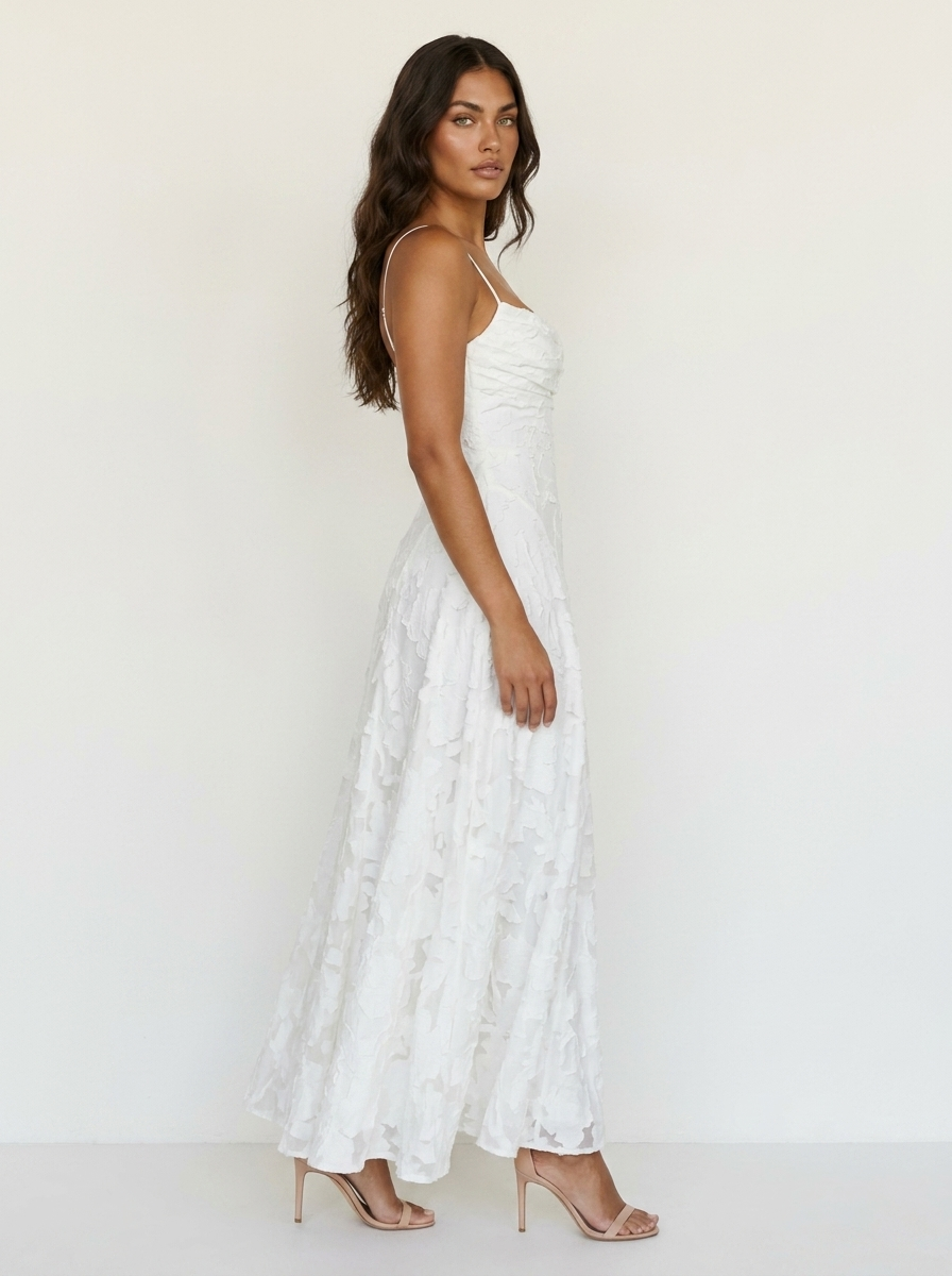 Jacquard maxi jurk met fijne bandjes - Vivienne