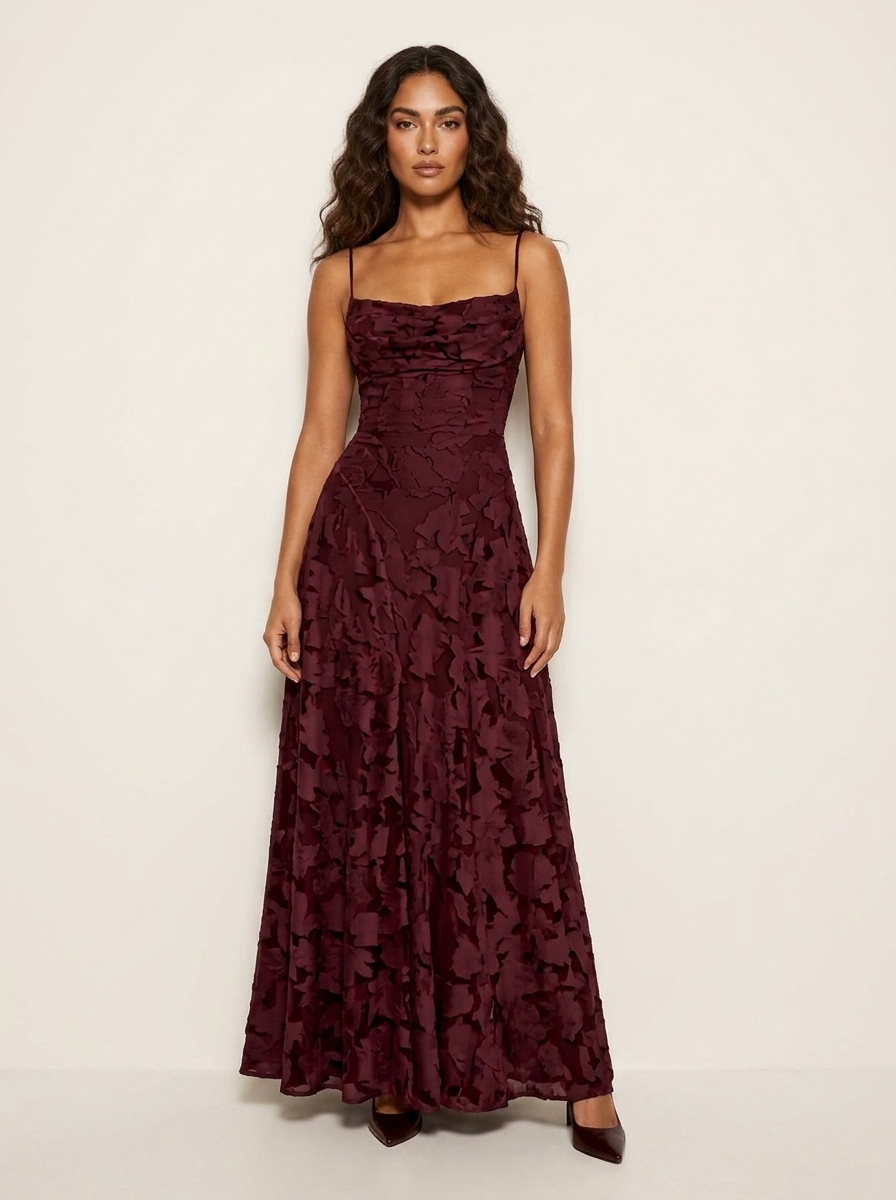 Jacquard maxi jurk met fijne bandjes - Vivienne