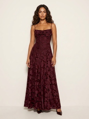 Jacquard maxi jurk met fijne bandjes - Vivienne