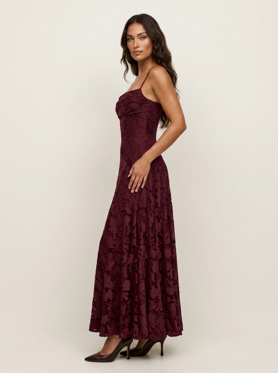 Jacquard maxi jurk met fijne bandjes - Vivienne