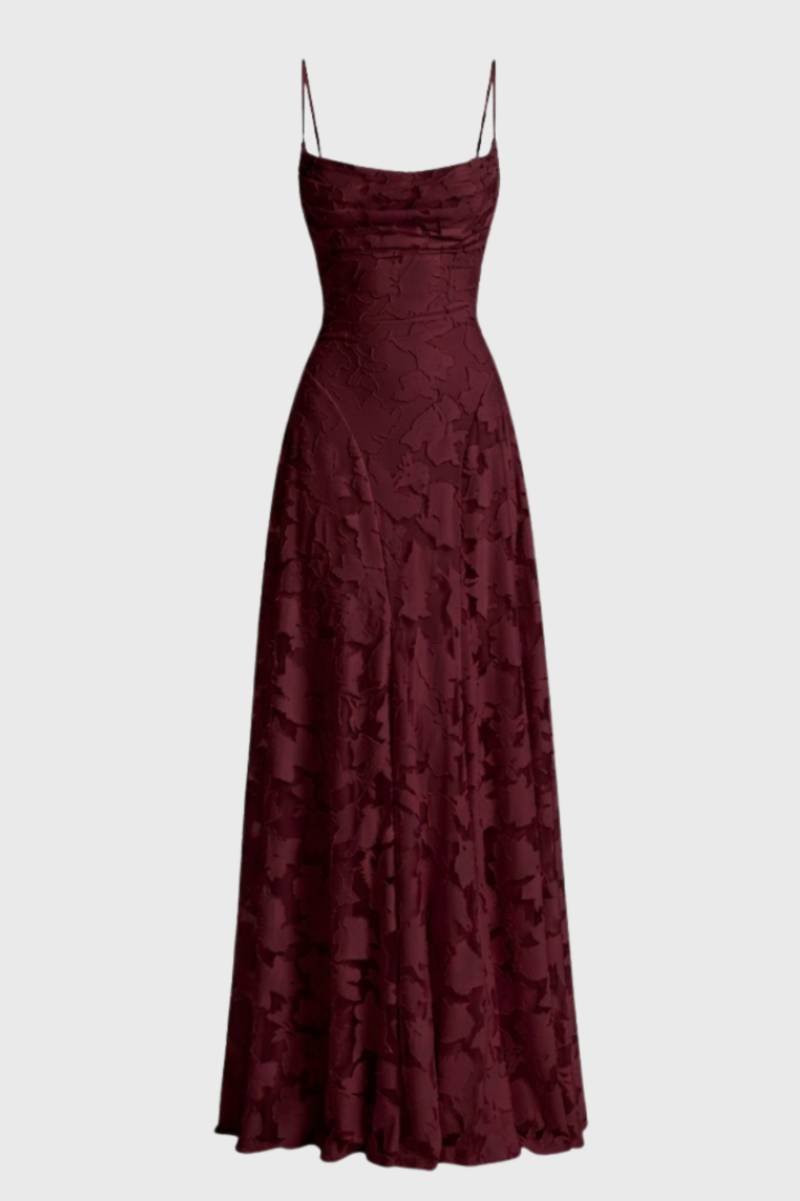Jacquard maxi jurk met fijne bandjes - Vivienne