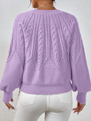 Kabelgebreide dames trui met volume mouwen – Merel