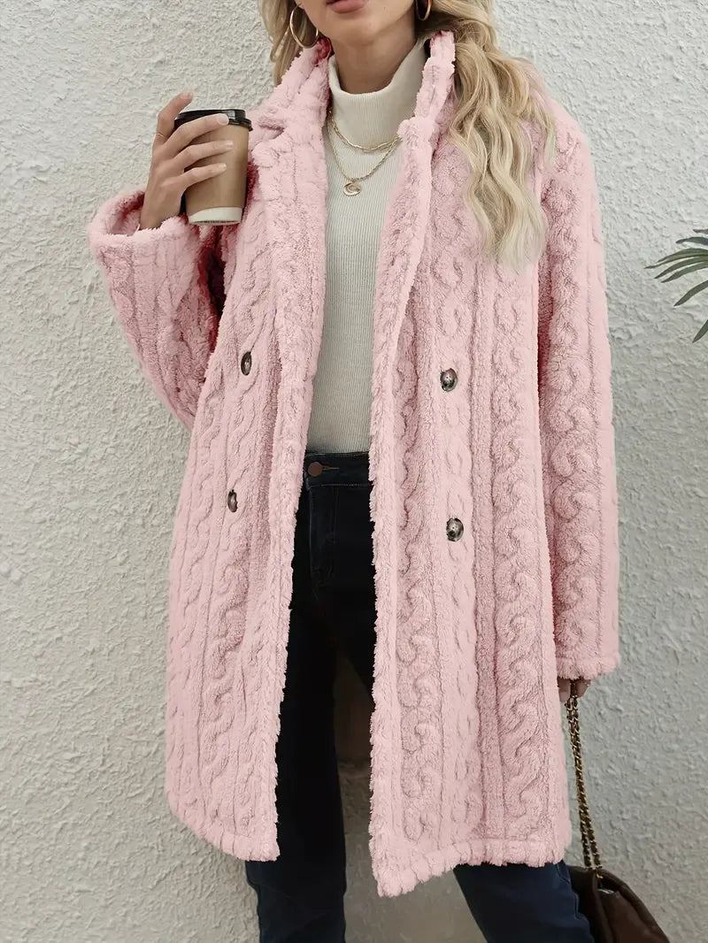 Kabelgebreide teddy mantel dames – Madeleine