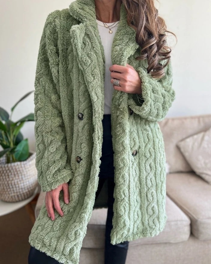 Kabelgebreide teddy mantel dames – Madeleine