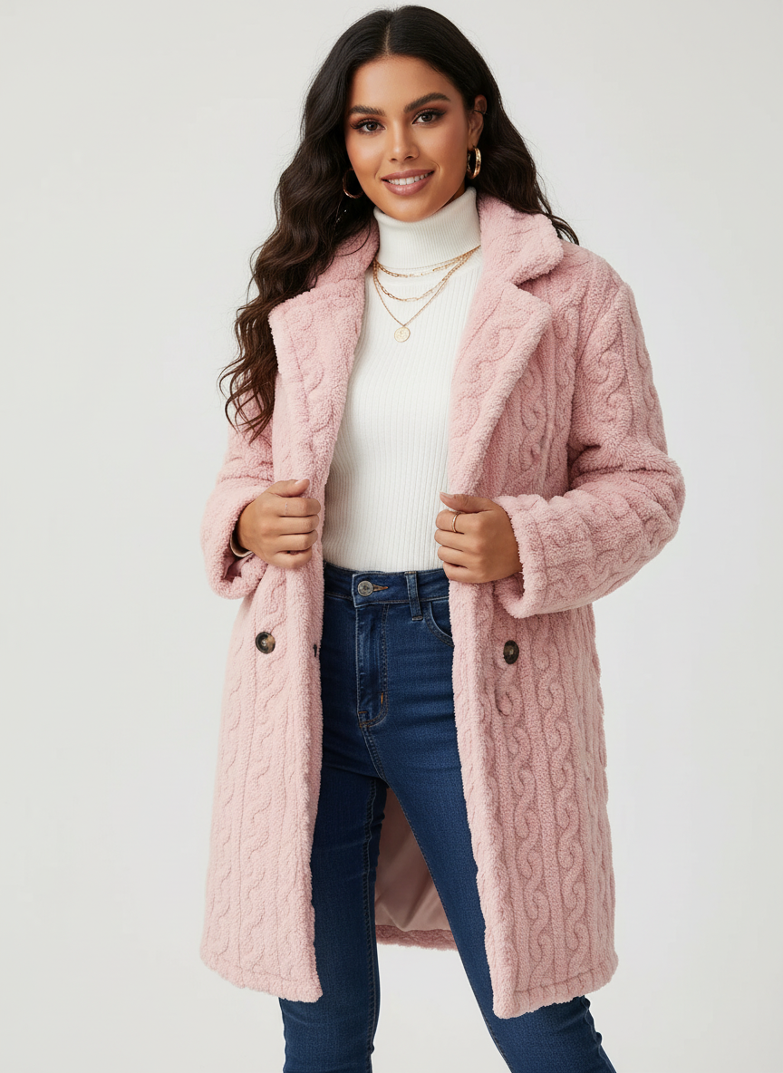 Kabelgebreide teddy mantel dames – Madeleine