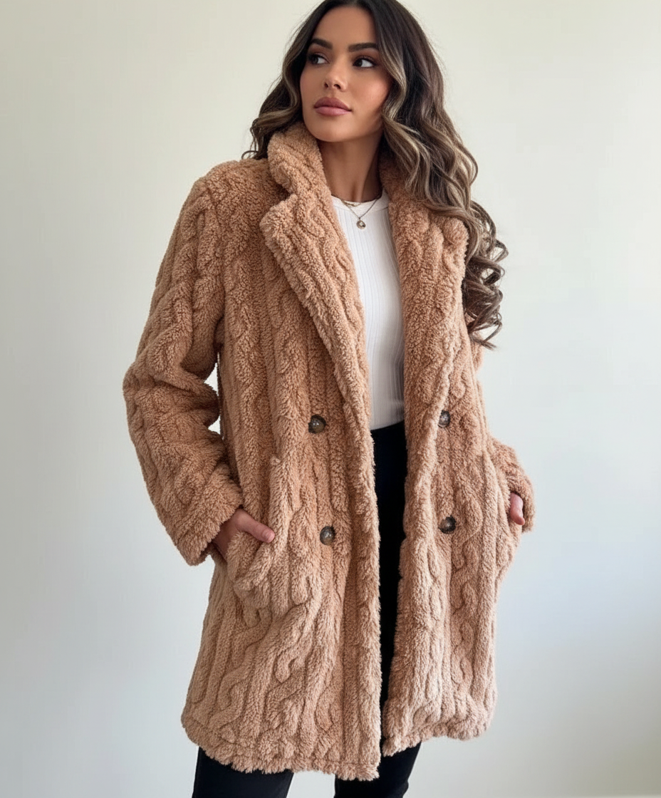 Kabelgebreide teddy mantel dames – Madeleine