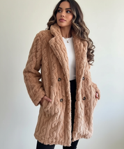 Kabelgebreide teddy mantel dames – Madeleine