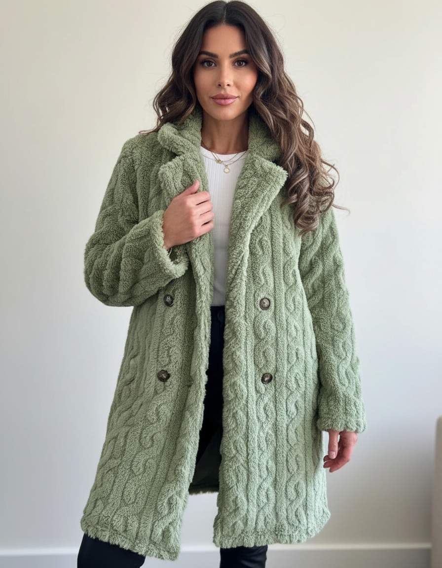 Kabelgebreide teddy mantel dames – Madeleine