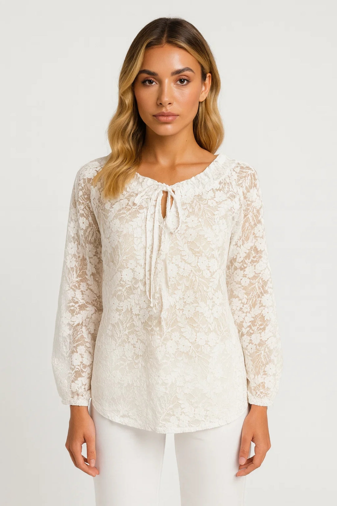 Kanten blouse met strikdetail - Élise