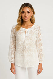 Kanten blouse met strikdetail - Élise