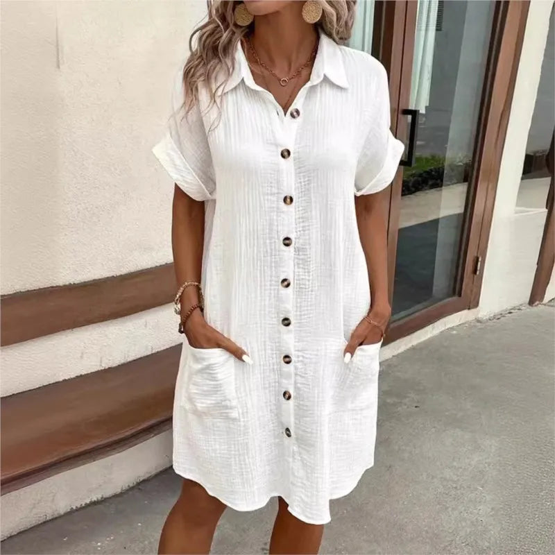 Katoenen blousejurk met knoopsluiting - Elise