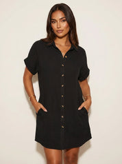 Katoenen blousejurk met knoopsluiting - Elise