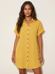 Katoenen blousejurk met knoopsluiting - Elise