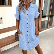 Katoenen blousejurk met knoopsluiting - Elise