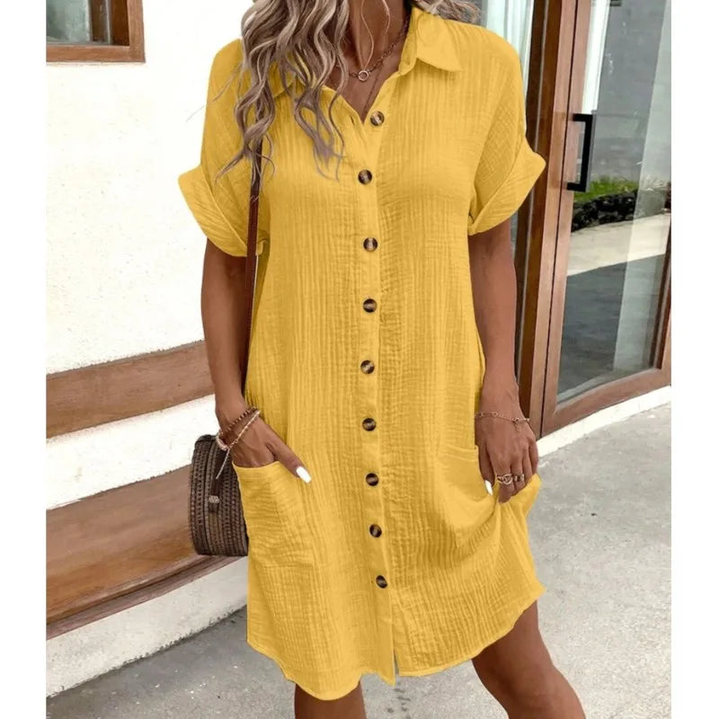 Katoenen blousejurk met knoopsluiting - Elise