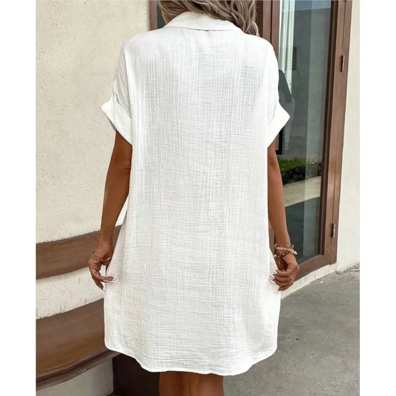 Katoenen blousejurk met knoopsluiting - Elise