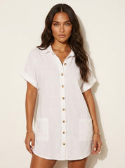 Katoenen blousejurk met knoopsluiting - Elise