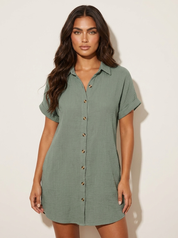 Katoenen blousejurk met knoopsluiting - Elise