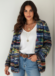 Kleurig gestreept gebreid damesvest – Carmi