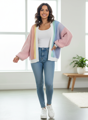 Kleurrijk dames vest met colourblock design – Mirelle