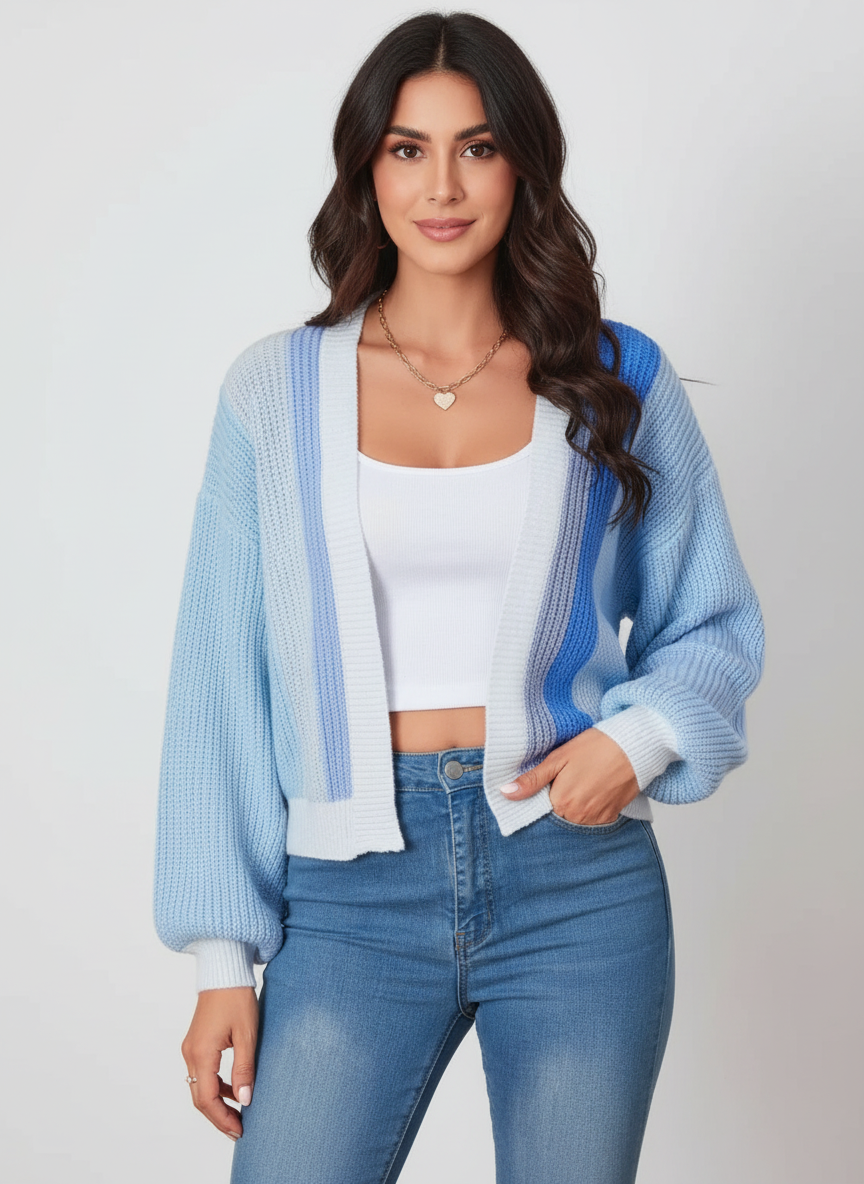 Kleurrijk dames vest met colourblock design – Mirelle