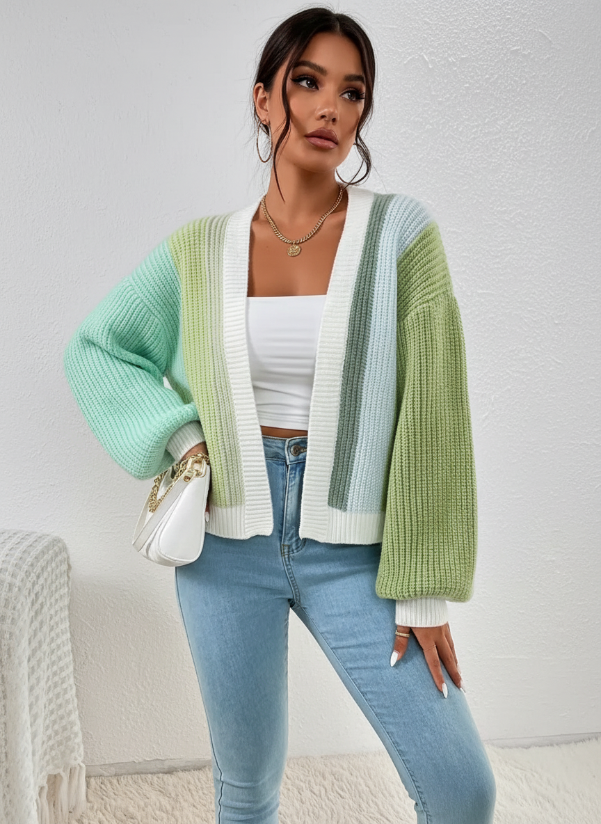 Kleurrijk dames vest met colourblock design – Mirelle