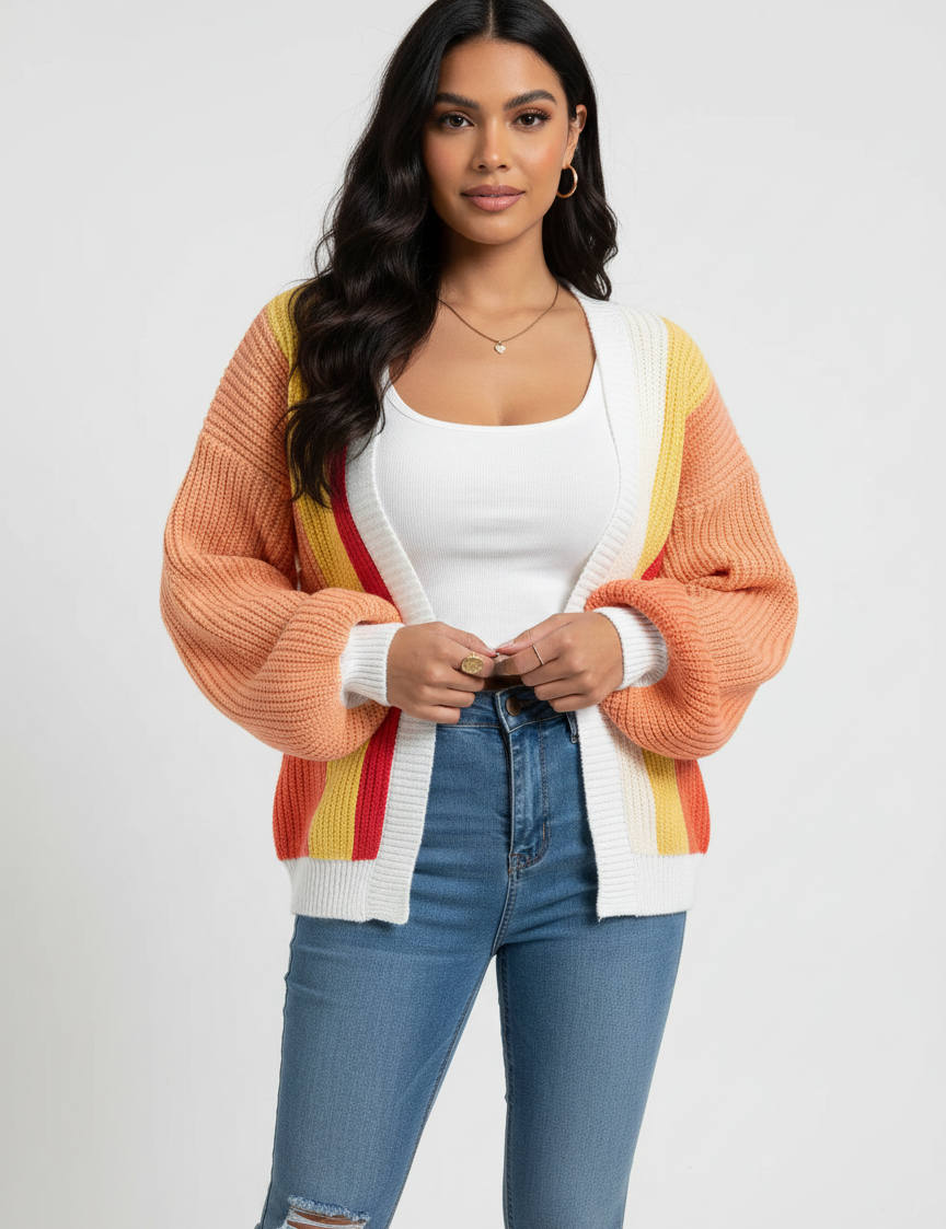 Colorful women's cardigan with colorblock design – Mirelle