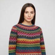 Kleurrijke gebreide trui met ronde hals
