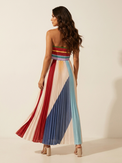Kleurrijke plissé maxi jurk - Isabella