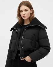 Korte gewatteerde dames pufferjas met brede kraag – Vivienne