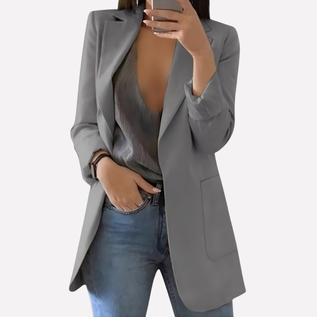 Lange dames blazer met voorzak – Élodine