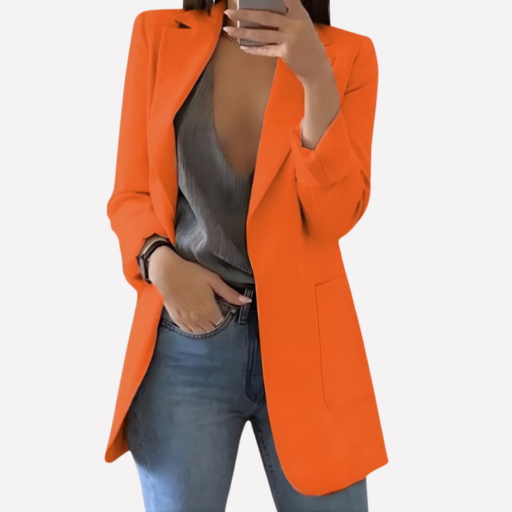 Lange dames blazer met voorzak – Élodine