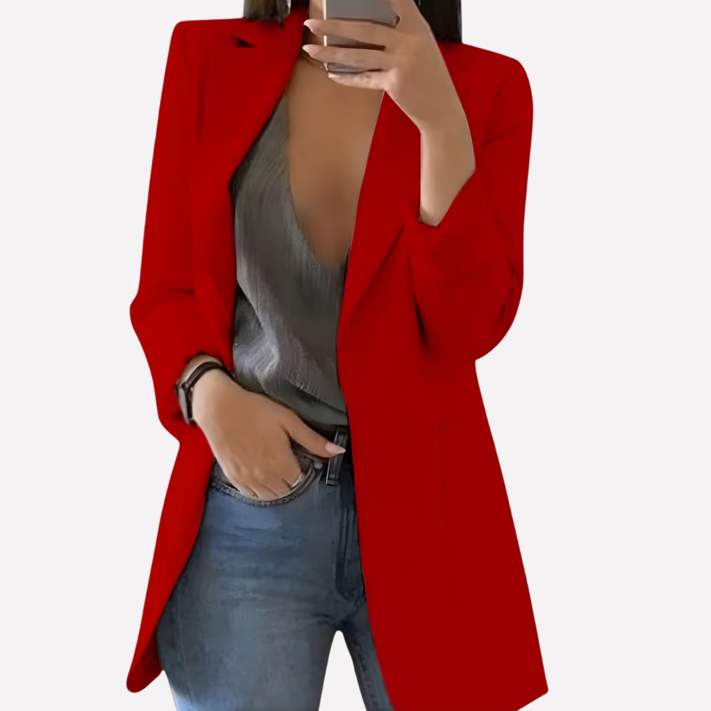 Lange dames blazer met voorzak – Élodine