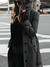 Lange dames trenchcoat met ceintuur - Sandra