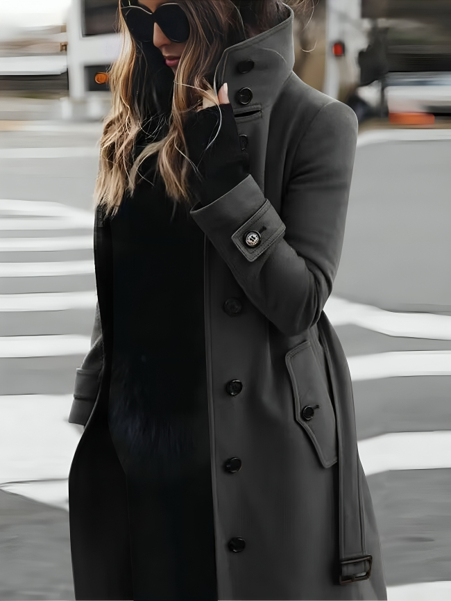 Lange dames trenchcoat met ceintuur - Sandra