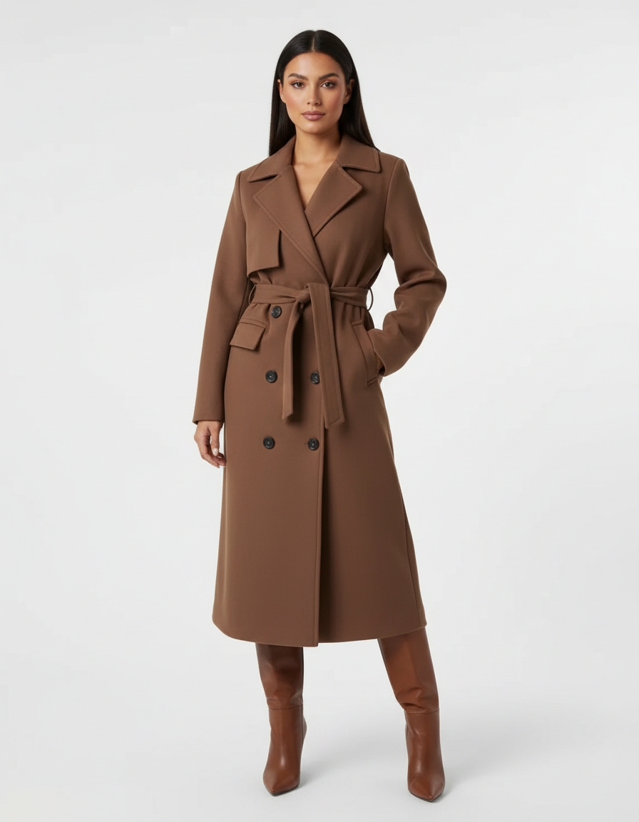 Lange double-breasted jas voor dames