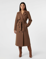 Lange double-breasted jas voor dames