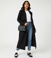 Lange double-breasted jas voor dames