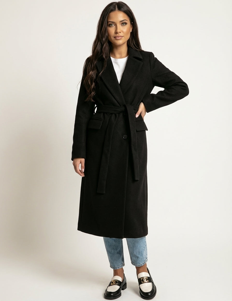 Long double-breasted women's coat