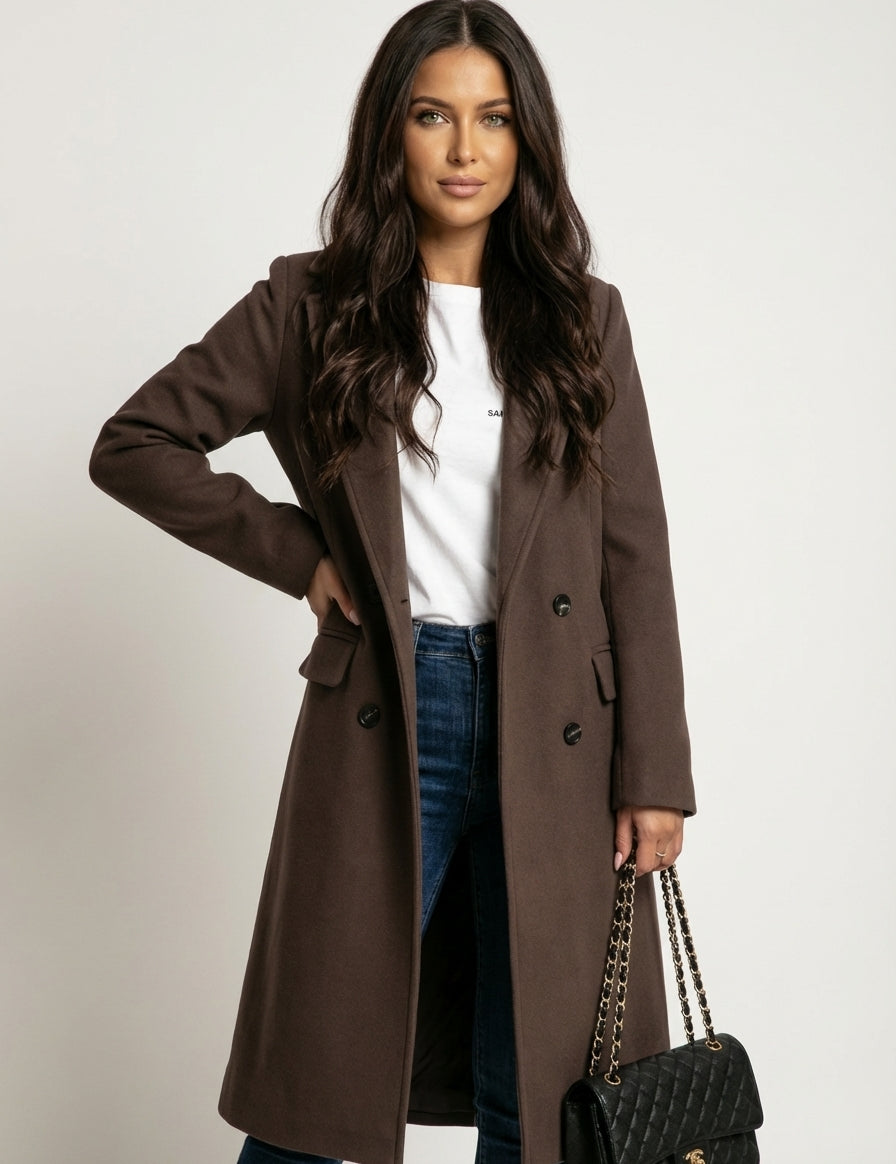 Long double-breasted women's coat
