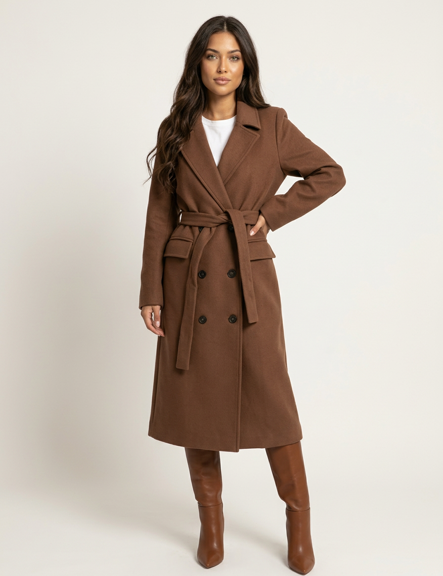 Long double-breasted women's coat