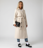 Lange double-breasted jas voor dames