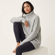 Lange gebreide dames coltrui met oversized pasvorm – Amélina